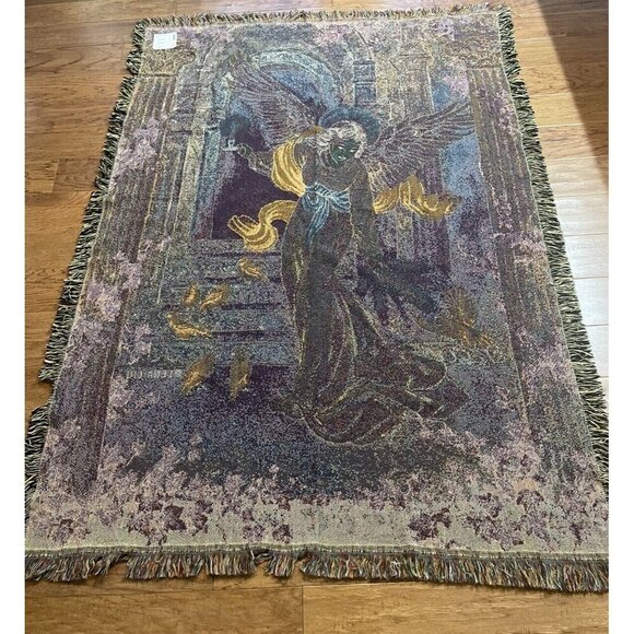 ANGEL OF LIGHT Manual Woodworkers & Weavers Tapestry Throw Made in USA 51” x 68” - Picture 4 of 5